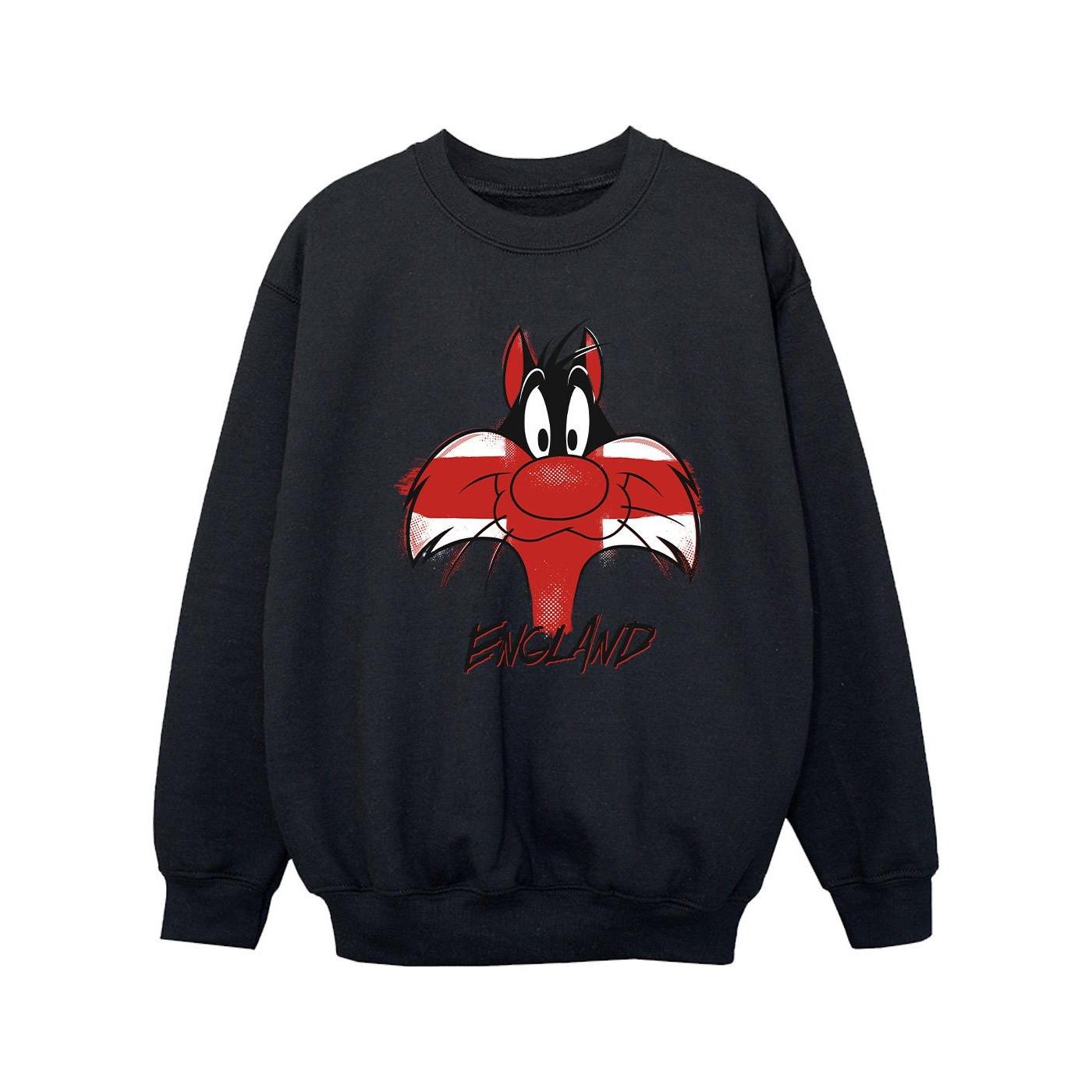 Sylvester England Face Sweatshirt Mädchen Schwarz 104 von LOONEY TUNES