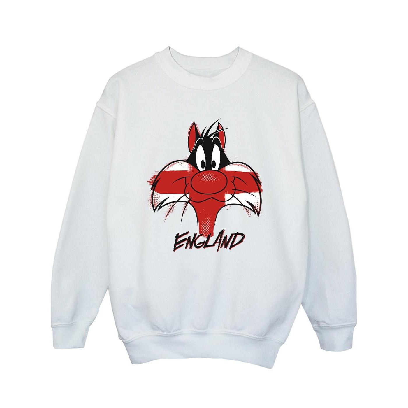 Sylvester England Face Sweatshirt Mädchen Weiss 104 von LOONEY TUNES