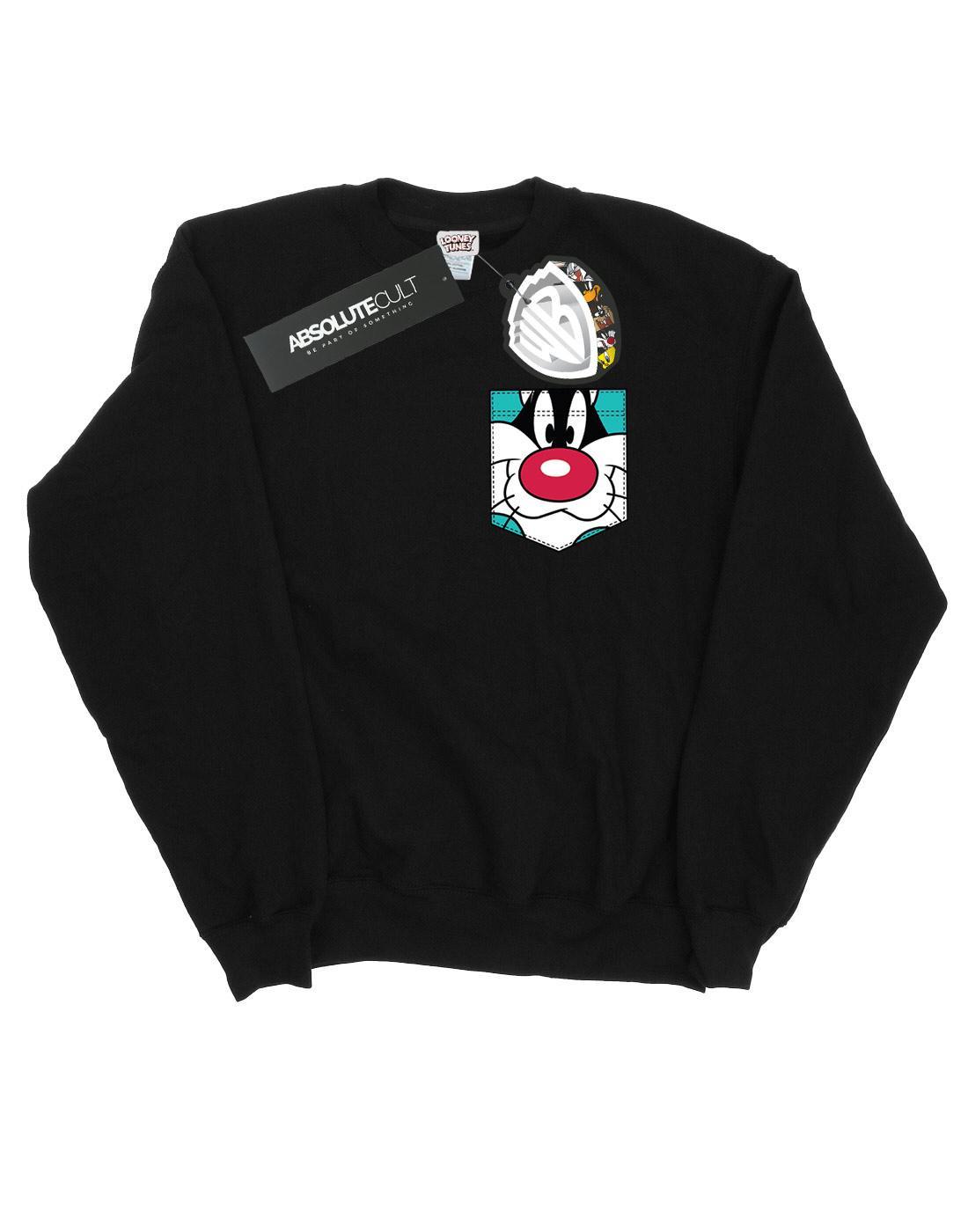 Sylvester Face Faux Pocket Sweatshirt Herren Schwarz M von LOONEY TUNES