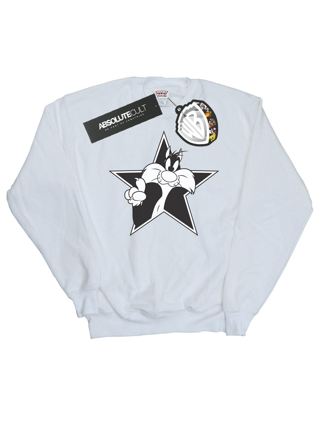 Sylvester Mono Star Sweatshirt Herren Weiss S von LOONEY TUNES