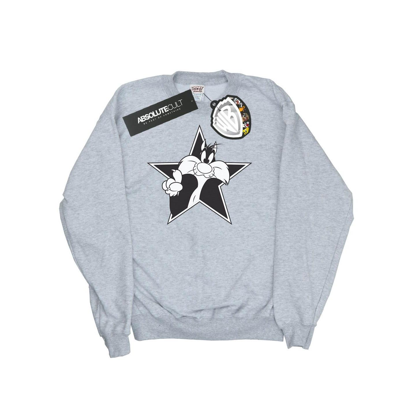 Sylvester Mono Star Sweatshirt Jungen Grau 128 von LOONEY TUNES