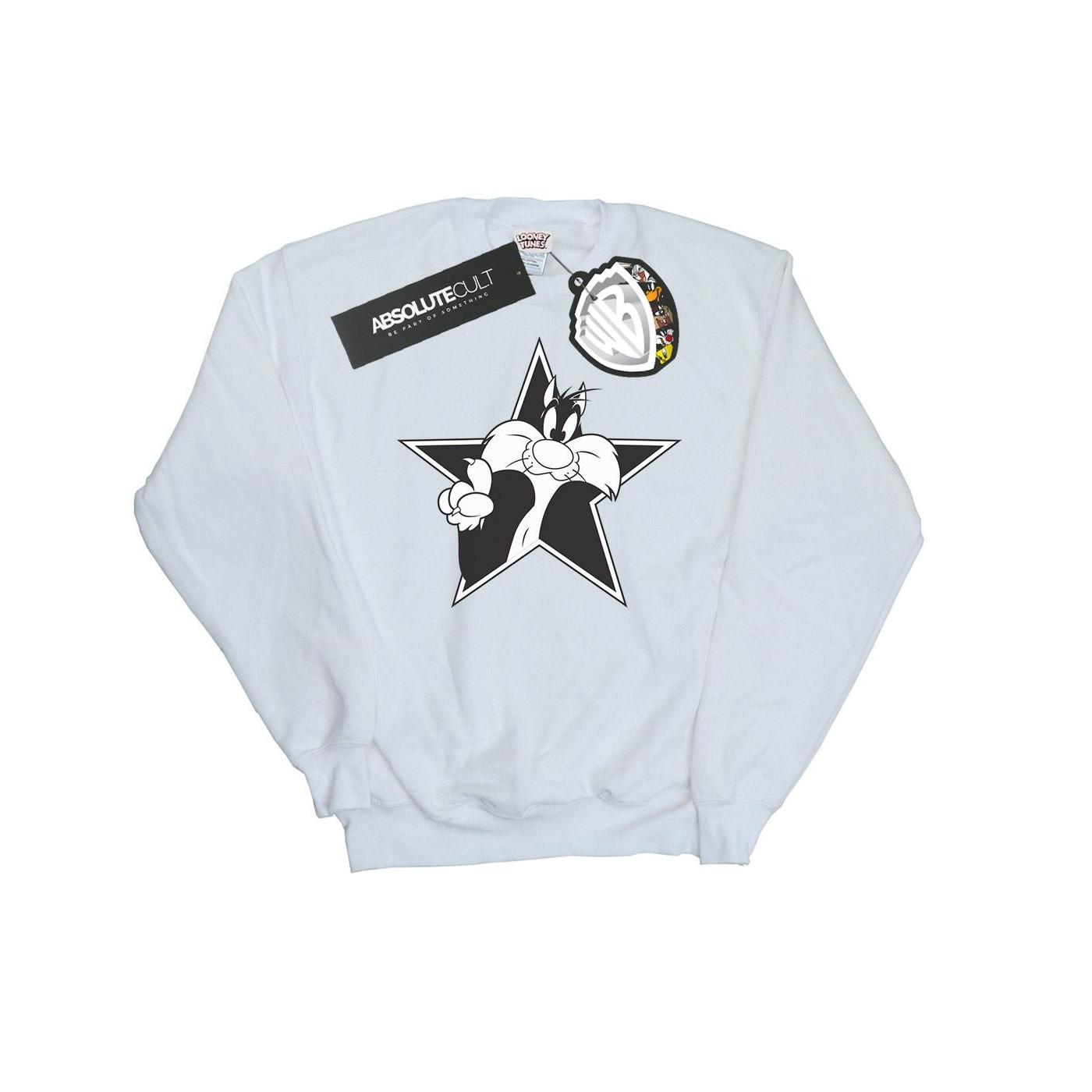 Sylvester Mono Star Sweatshirt Mädchen Weiss 116 von LOONEY TUNES