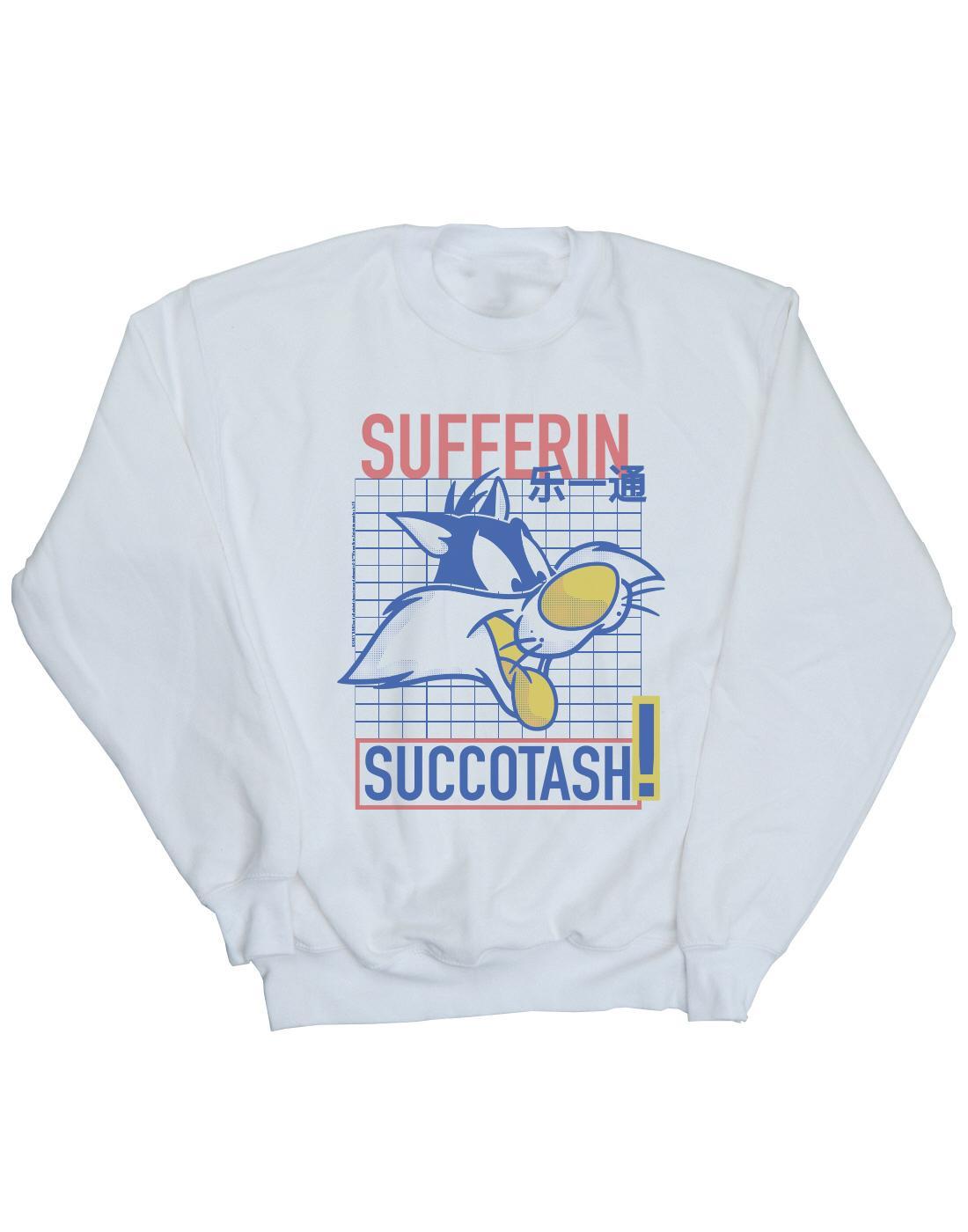 Sylvester Sufferin Succotash Sweatshirt Damen Weiss L von LOONEY TUNES