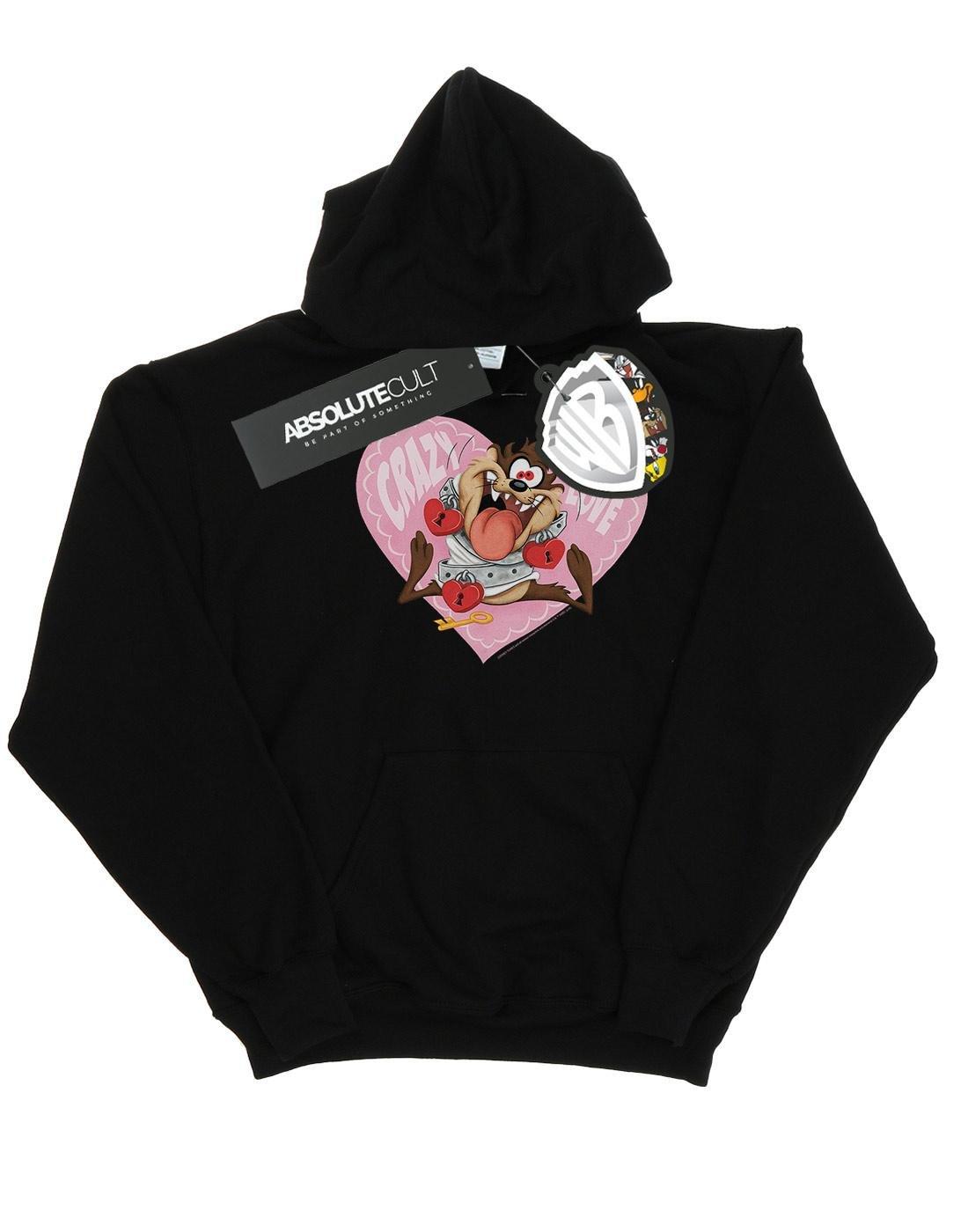 Taz Valentine's Day Crazy In Love Kapuzenpullover Damen Schwarz M von LOONEY TUNES