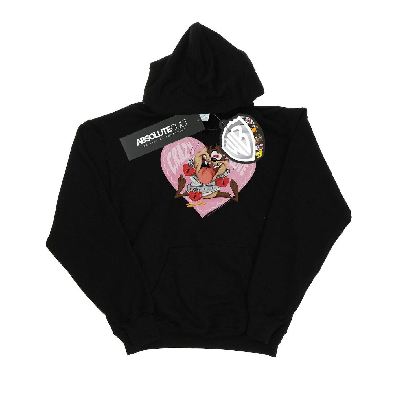 Taz Valentine's Day Crazy In Love Kapuzenpullover Damen Schwarz S von LOONEY TUNES