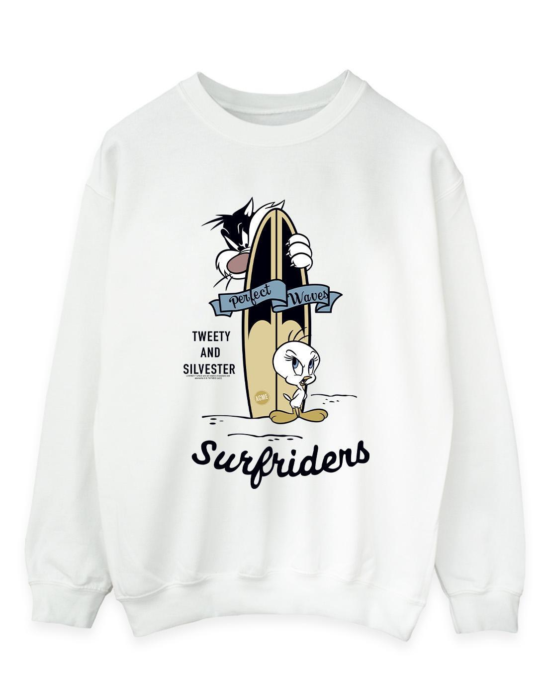 Tweety And Sylvester Perfect Waves Sweatshirt Damen Weiss M von LOONEY TUNES