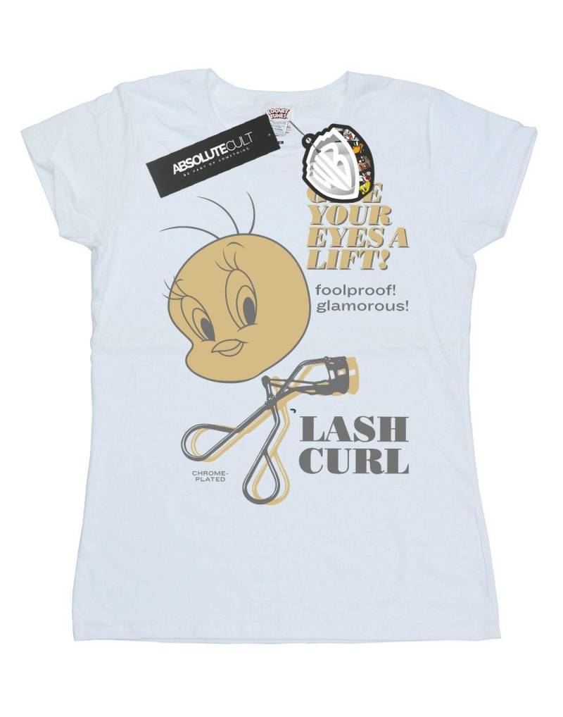 Tweety Pie Lash Curl Tshirt Damen Weiss L von LOONEY TUNES