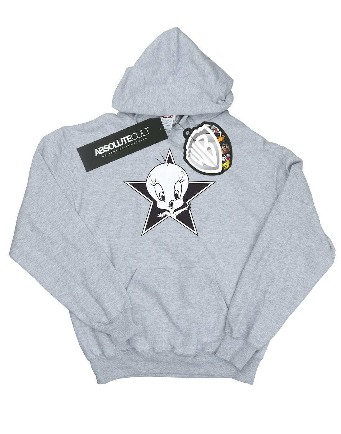 Tweety Pie Mono Star Kapuzenpullover Unisex Grau 116 von LOONEY TUNES