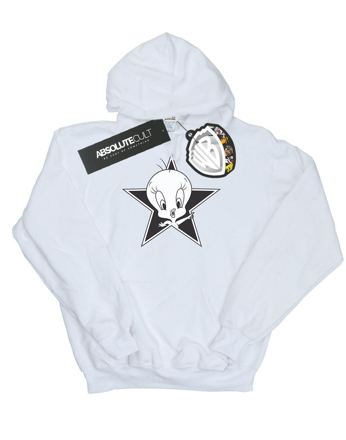 Tweety Pie Mono Star Kapuzenpullover Unisex Weiss 128 von LOONEY TUNES