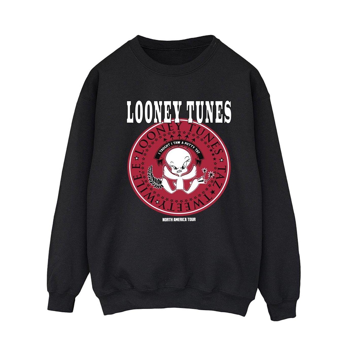 Tweety Rock Disk Sweatshirt Damen Schwarz S von LOONEY TUNES