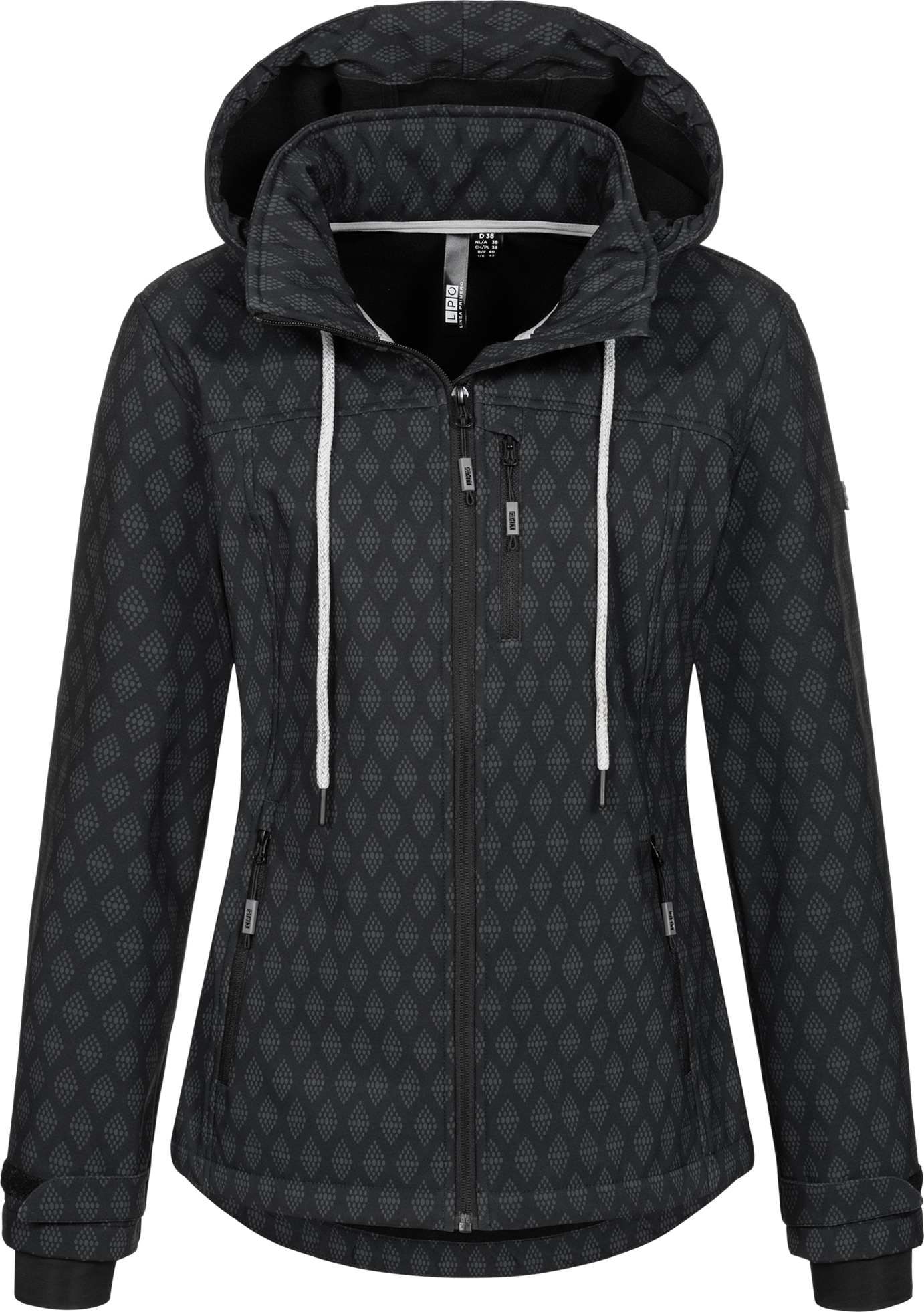 LPO Softshelljacke »SHELBY PEAK III Women«, leichte Softshelljacke mit All-Over-Print und abnehmbarer Kapuze von LPO