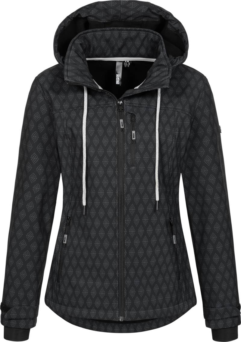 LPO Softshelljacke »SHELBY PEAK III Women«, leichte Softshelljacke mit All-Over-Print und abnehmbarer Kapuze von LPO