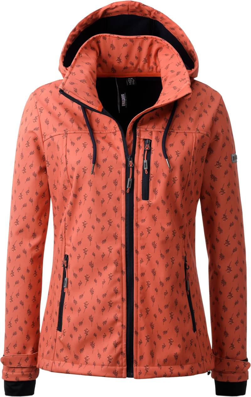 LPO Softshelljacke »SHELBY PEAK VI Women«, leichte Softshelljacke mit All-Over-Print und abnehmbarer Kapuze von LPO