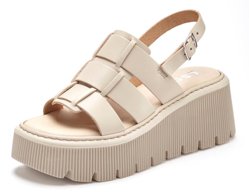 LSCN by LASCANA Sandalette »Sommerschuh«, Sandale, Sommerschuh, Pantolette aus Leder mit Plateau von LSCN by LASCANA