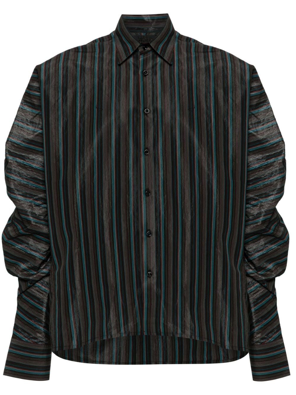 LUEDER Keanu satin-finish striped shirt - Black von LUEDER