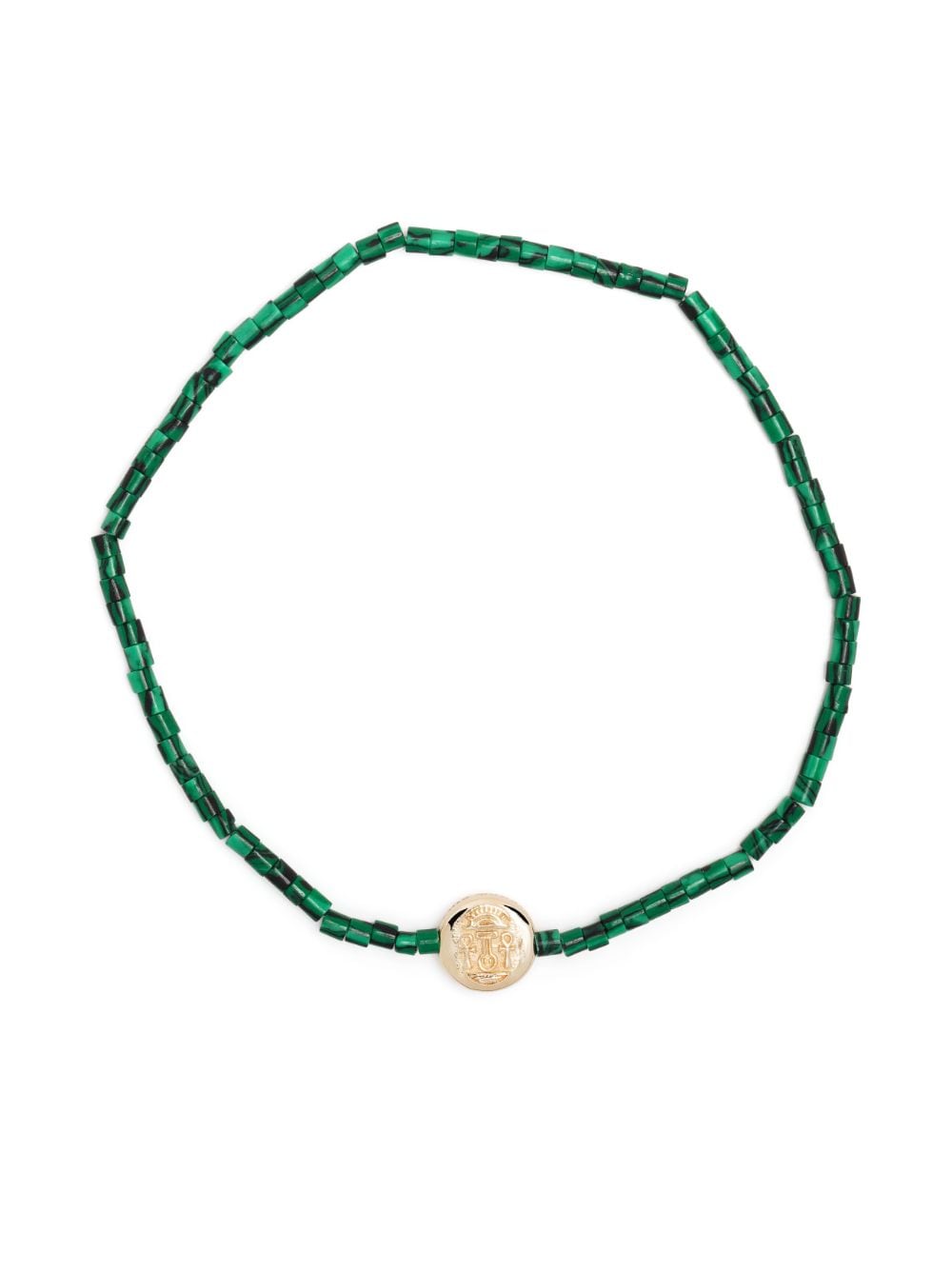 LUIS MORAIS 14kt yellow gold Good Luck beaded bracelet - Green von LUIS MORAIS