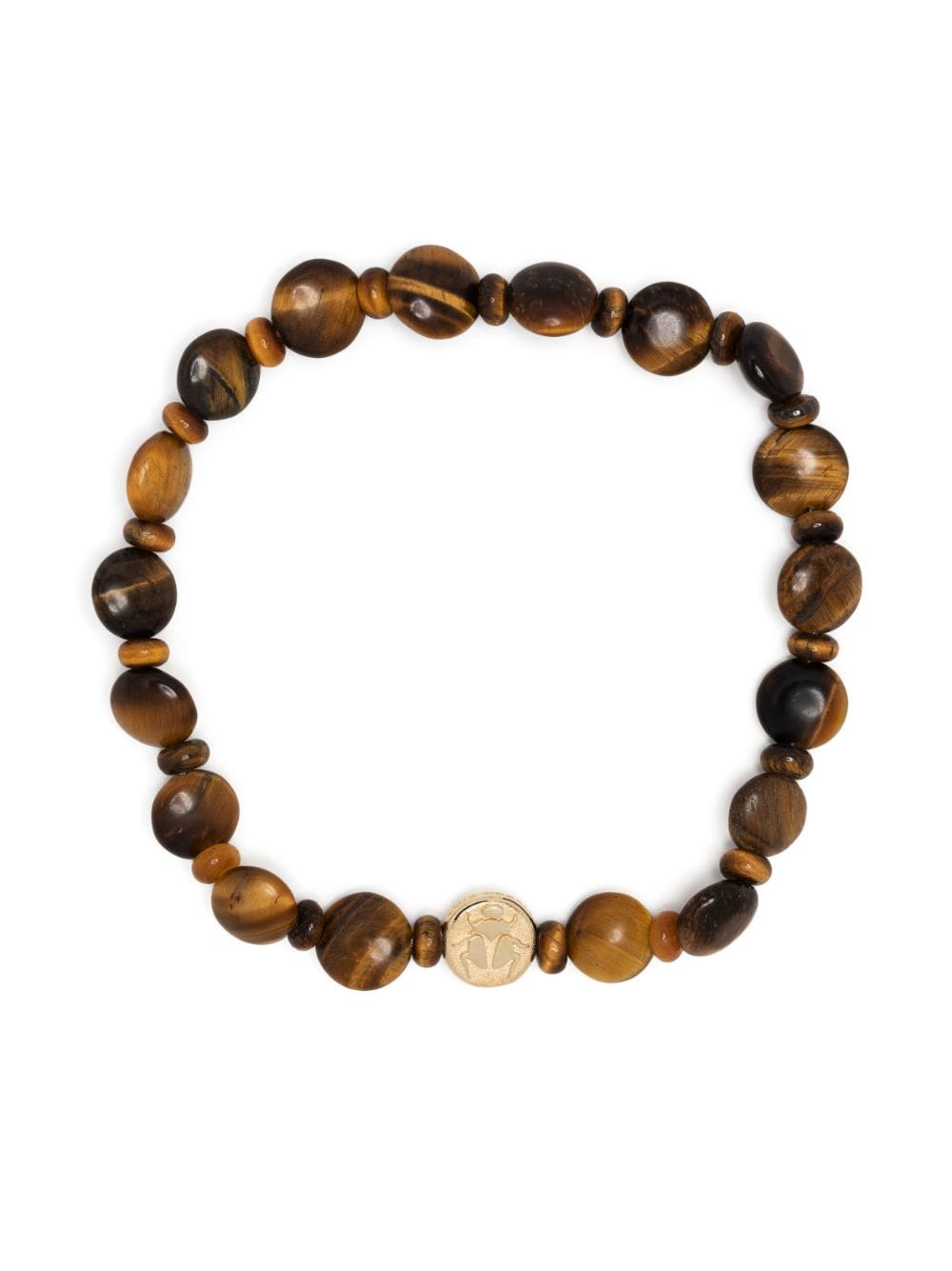 LUIS MORAIS 14kt yellow gold Scarab tiger eye beaded bracelet - Brown von LUIS MORAIS