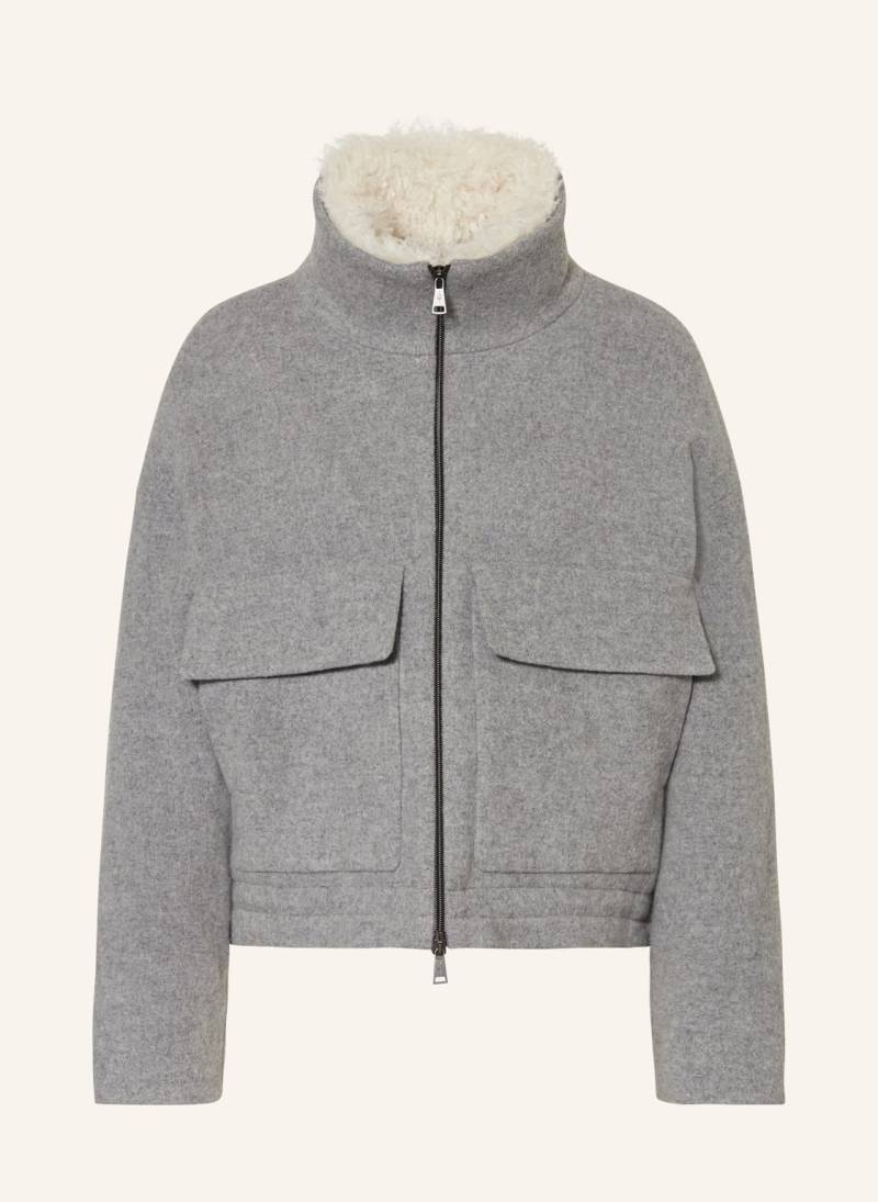 Luisa Cerano Kastenjacke Mit Abnehmbarem Kunstfell grau von LUISA CERANO