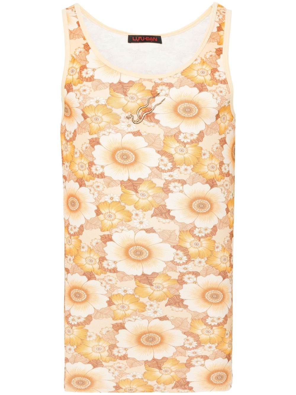 LỰU ĐẠN floral-print ribbed tank top - Yellow von LỰU ĐẠN