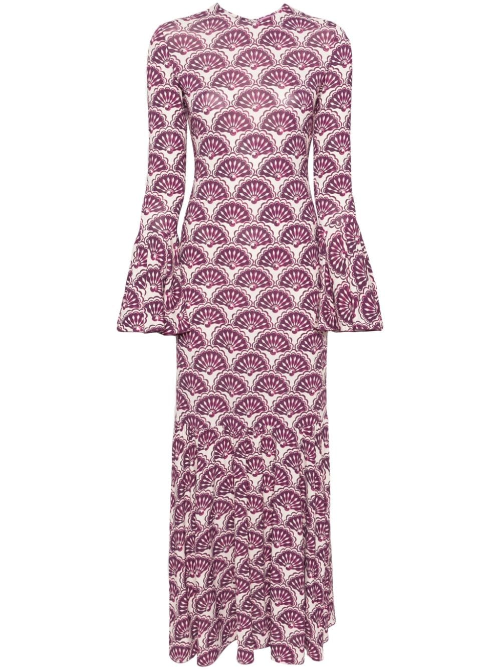 La DoubleJ Alba Fans-print maxi dress - Purple von La DoubleJ