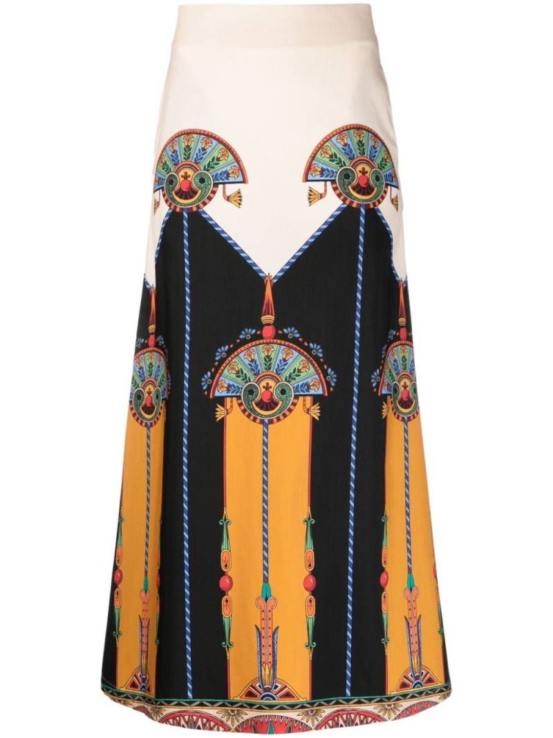La DoubleJ Aswan-print wool midi skirt - Neutrals von La DoubleJ
