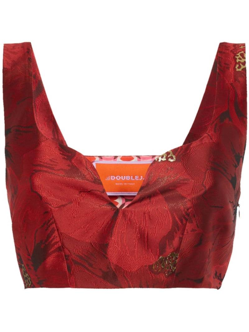 La DoubleJ Baia floral-jacquard crop top - Red von La DoubleJ