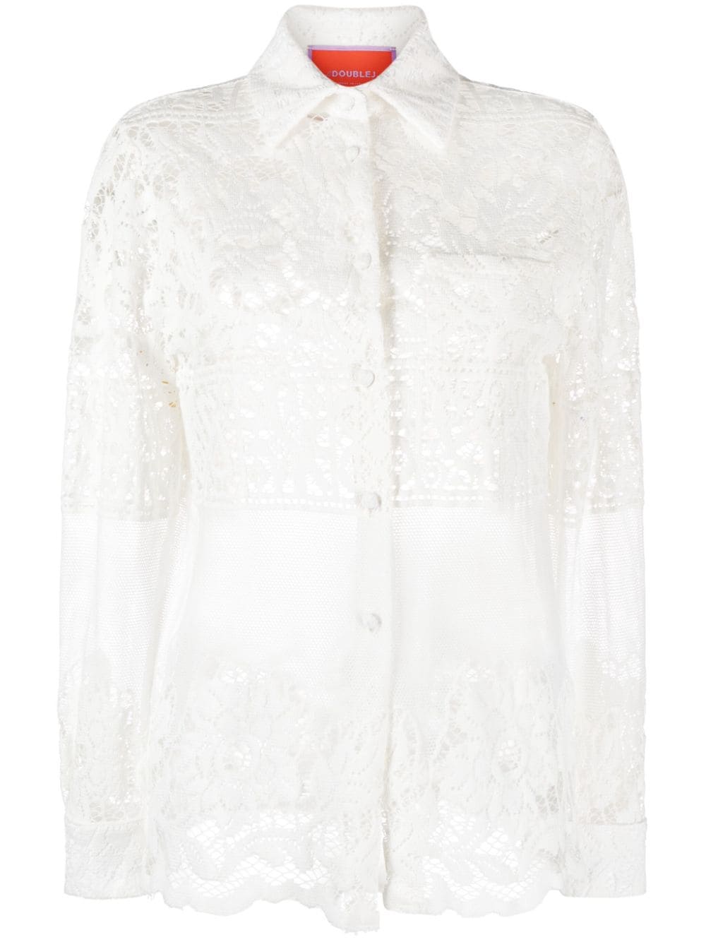 La DoubleJ Boy lace-embroidered button-down shirt - White von La DoubleJ