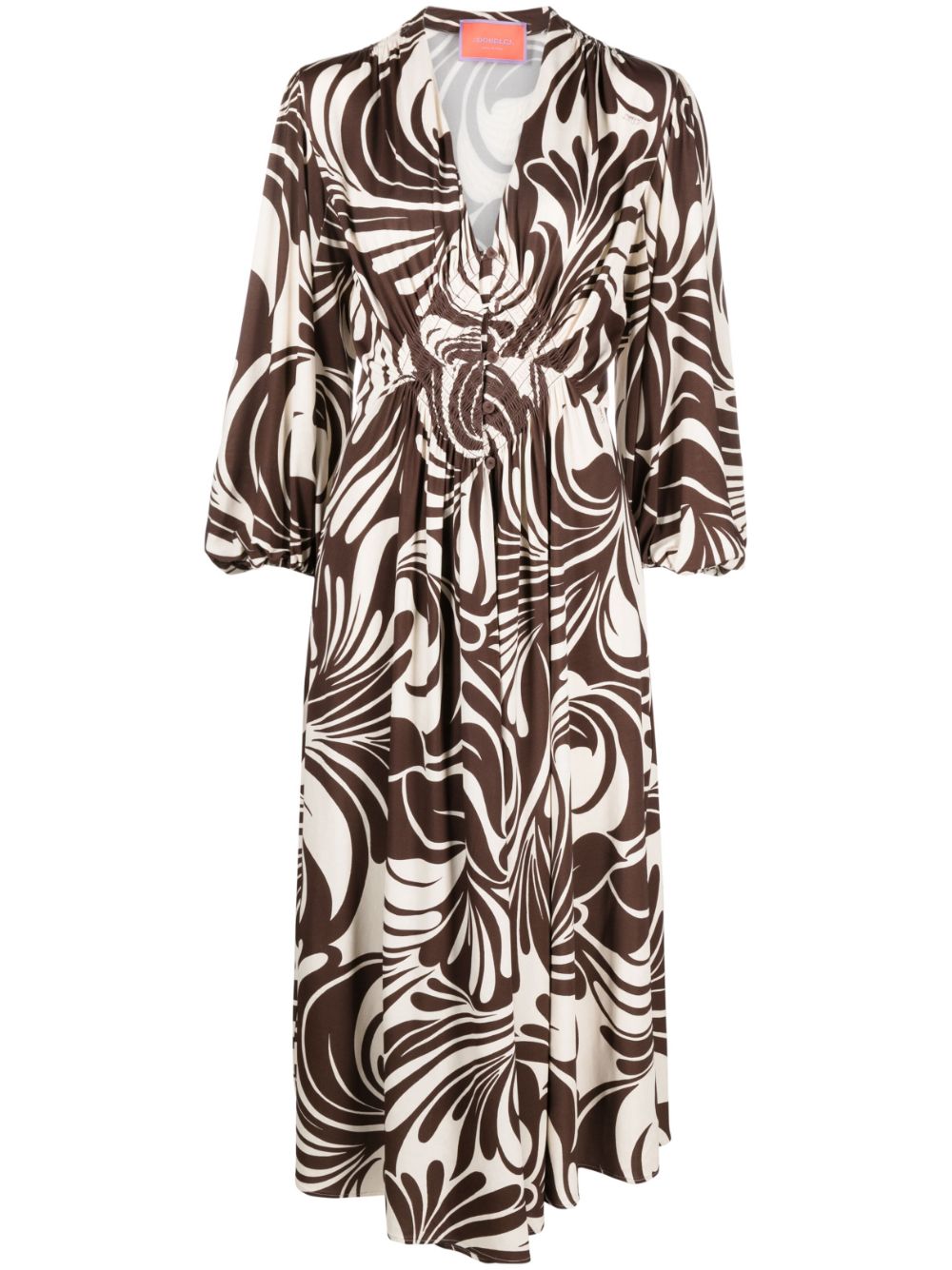 La DoubleJ Camerino Watermarble-print maxi dress - Brown von La DoubleJ