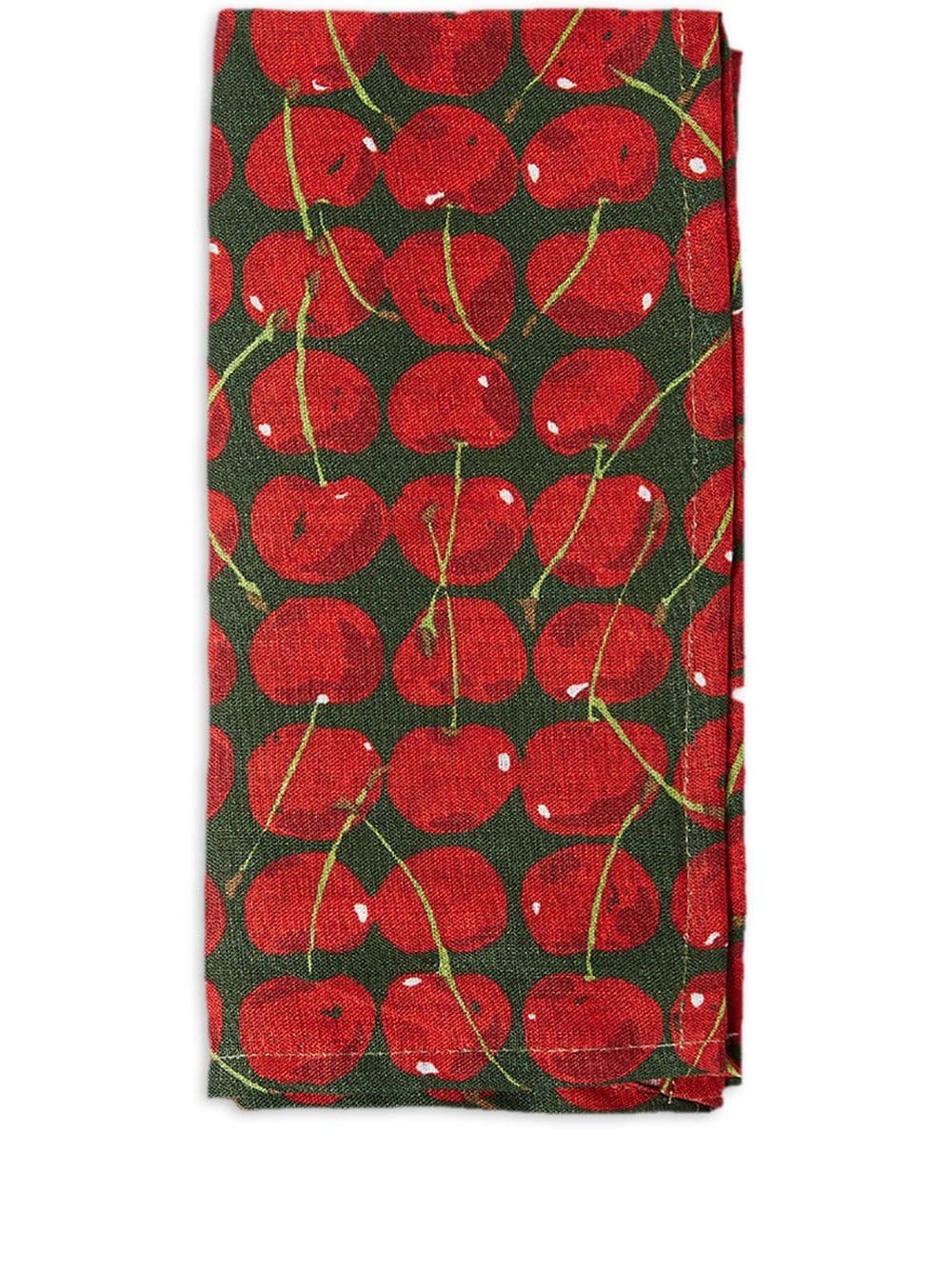 La DoubleJ Cherries Verde set of two napkins - Green von La DoubleJ