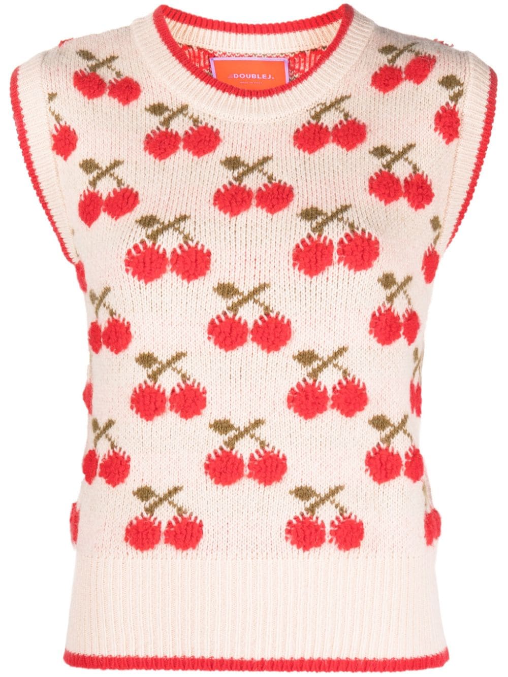 La DoubleJ Cherry patterned intarsia-knit vest - White von La DoubleJ