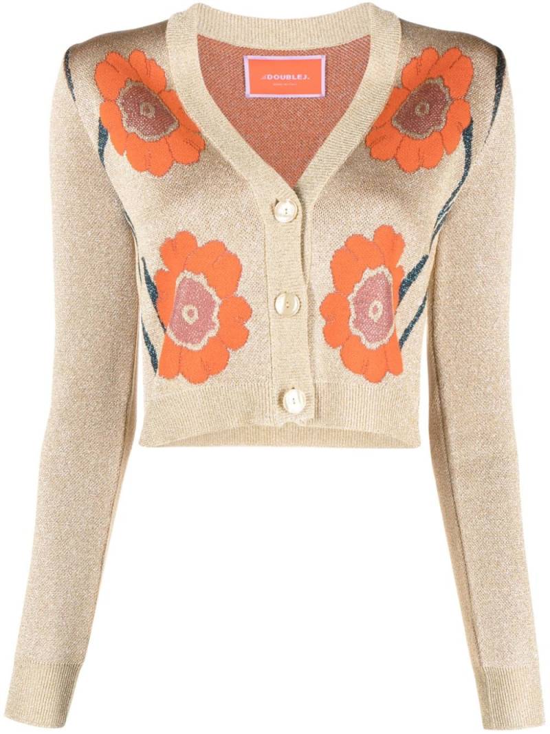 La DoubleJ Daisychain jacquard cropped cardigan - Gold von La DoubleJ