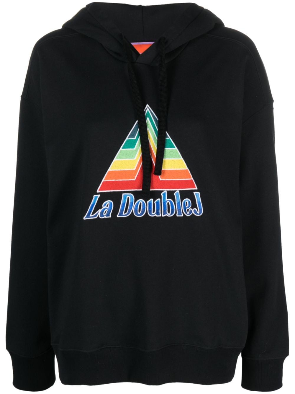 La DoubleJ Discman logo-print cotton hoodie - Black von La DoubleJ