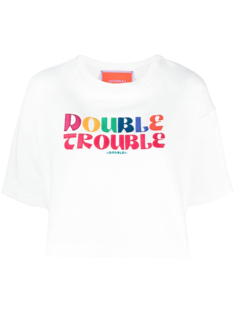 La DoubleJ Discman slogan-embroidered cotton T-shirt - White von La DoubleJ