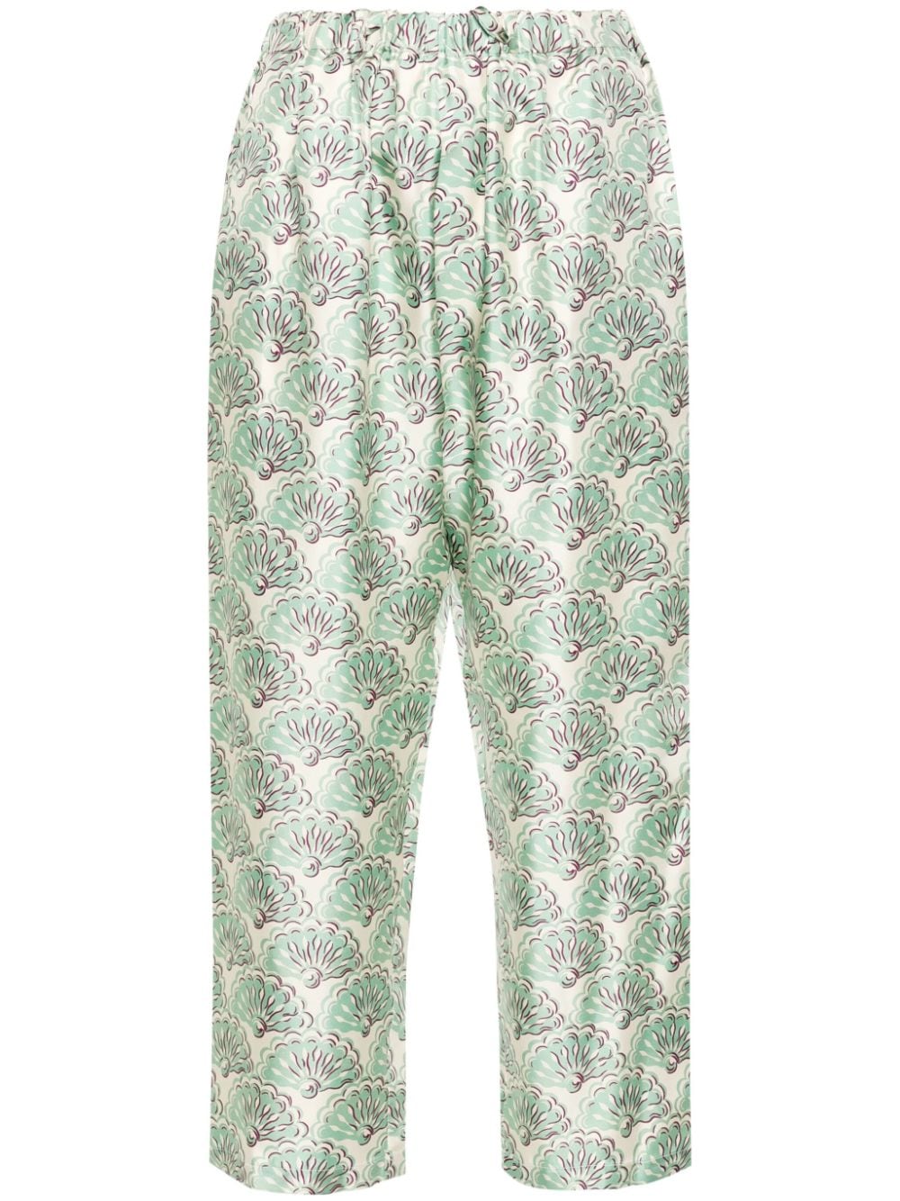 La DoubleJ Fans-print silk trousers - Green von La DoubleJ