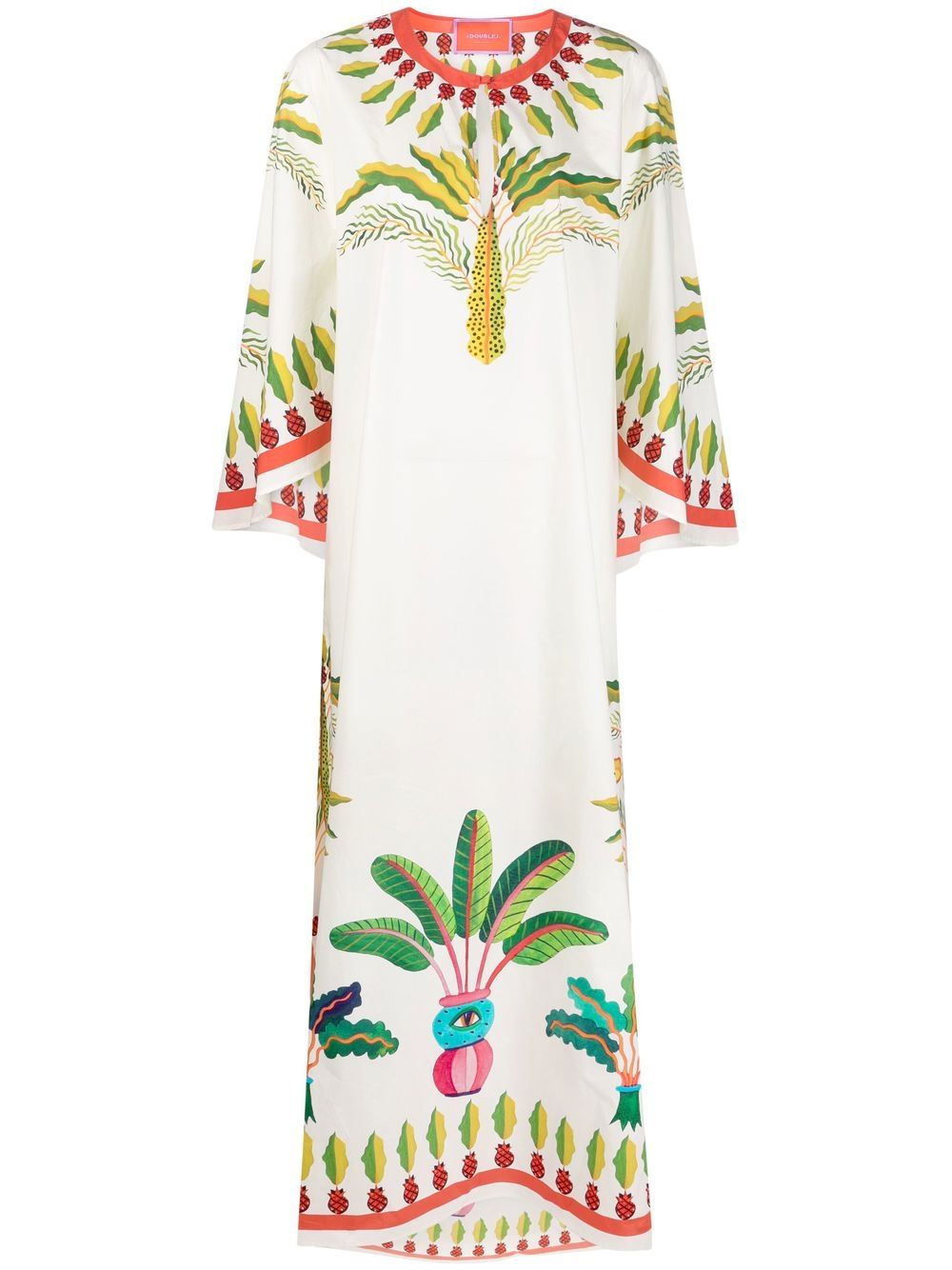 La DoubleJ Flying palm tree-print poplin kaftan dress - White von La DoubleJ