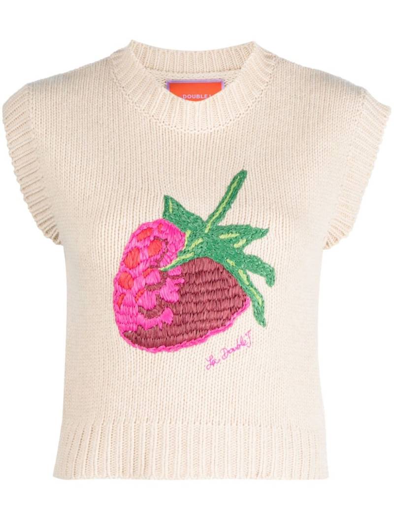 La DoubleJ Lampone embroidered knitted vest - Neutrals von La DoubleJ