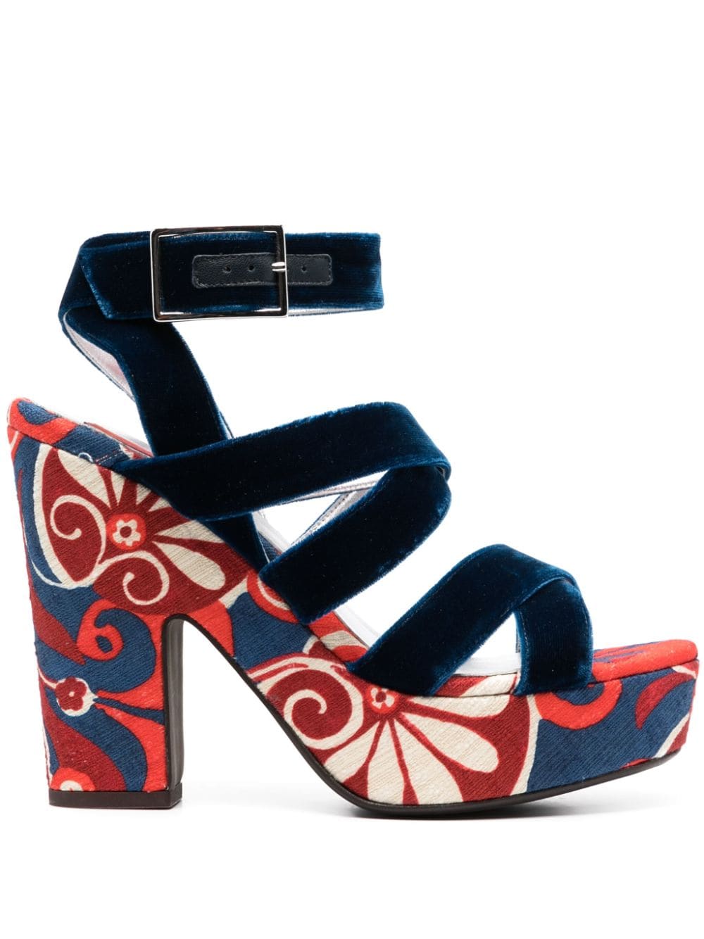 La DoubleJ Medal 140mm floral-print sandals - Blue von La DoubleJ