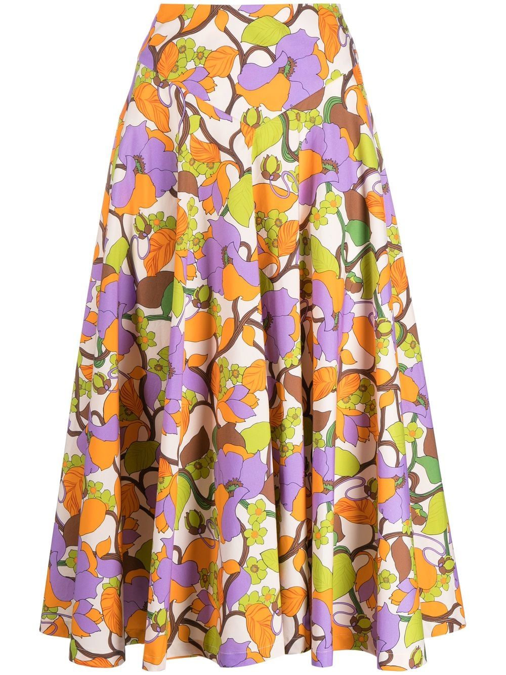 La DoubleJ Milano floral-print cotton midi skirt - White von La DoubleJ