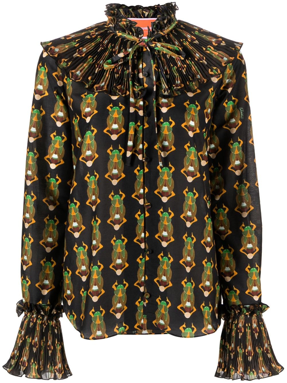 La DoubleJ Nefertiti scarab-print habotai blouse - Black von La DoubleJ