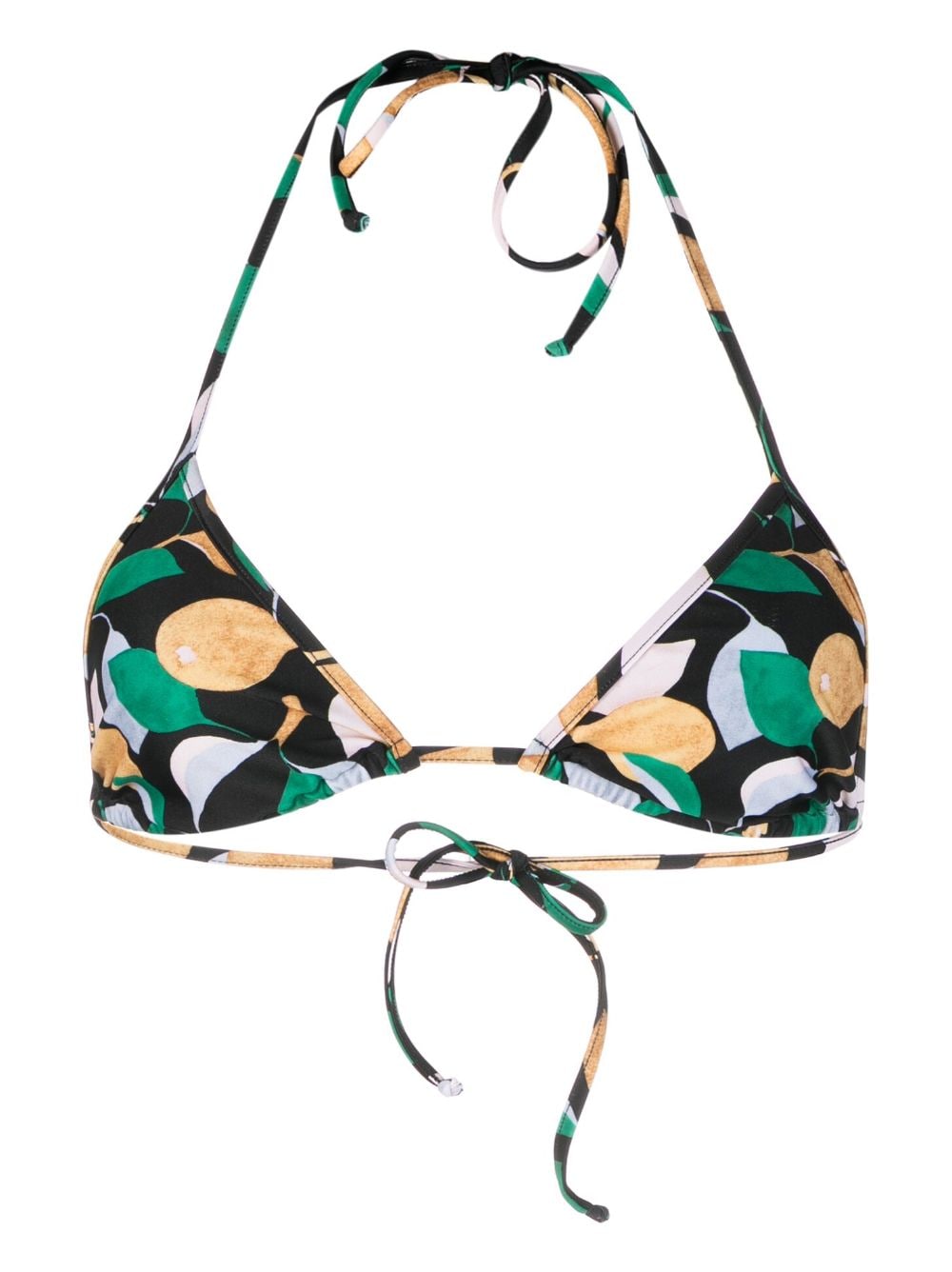 La DoubleJ Orchard-print triangle bikini top - Black von La DoubleJ