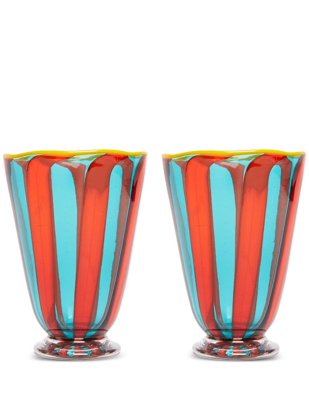 La DoubleJ Rainbow striped glasses (set of two) - Blue von La DoubleJ
