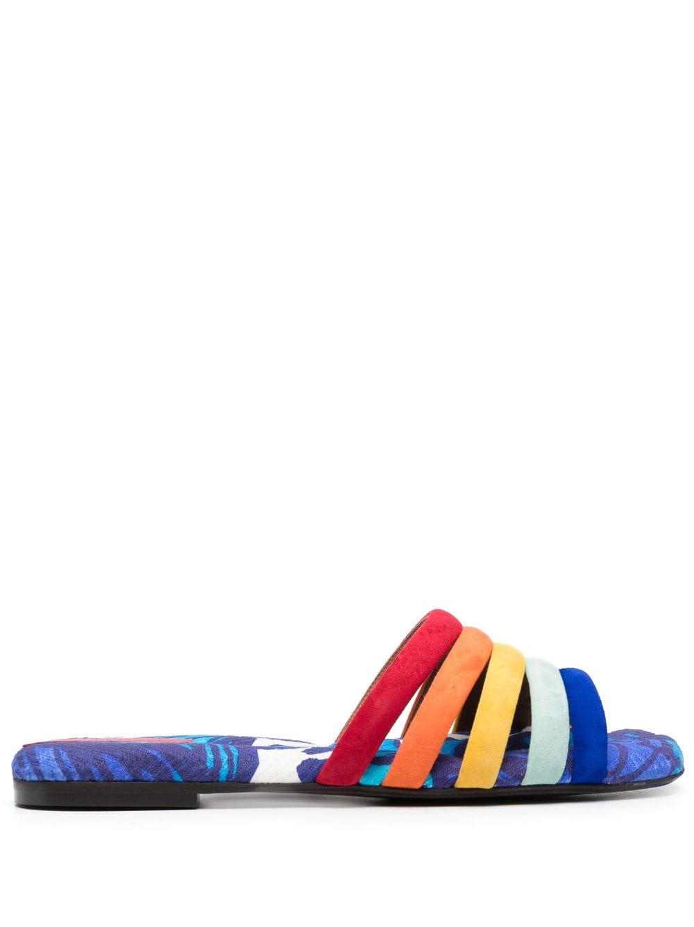 La DoubleJ Tones cotton-chevron slides - Blue von La DoubleJ