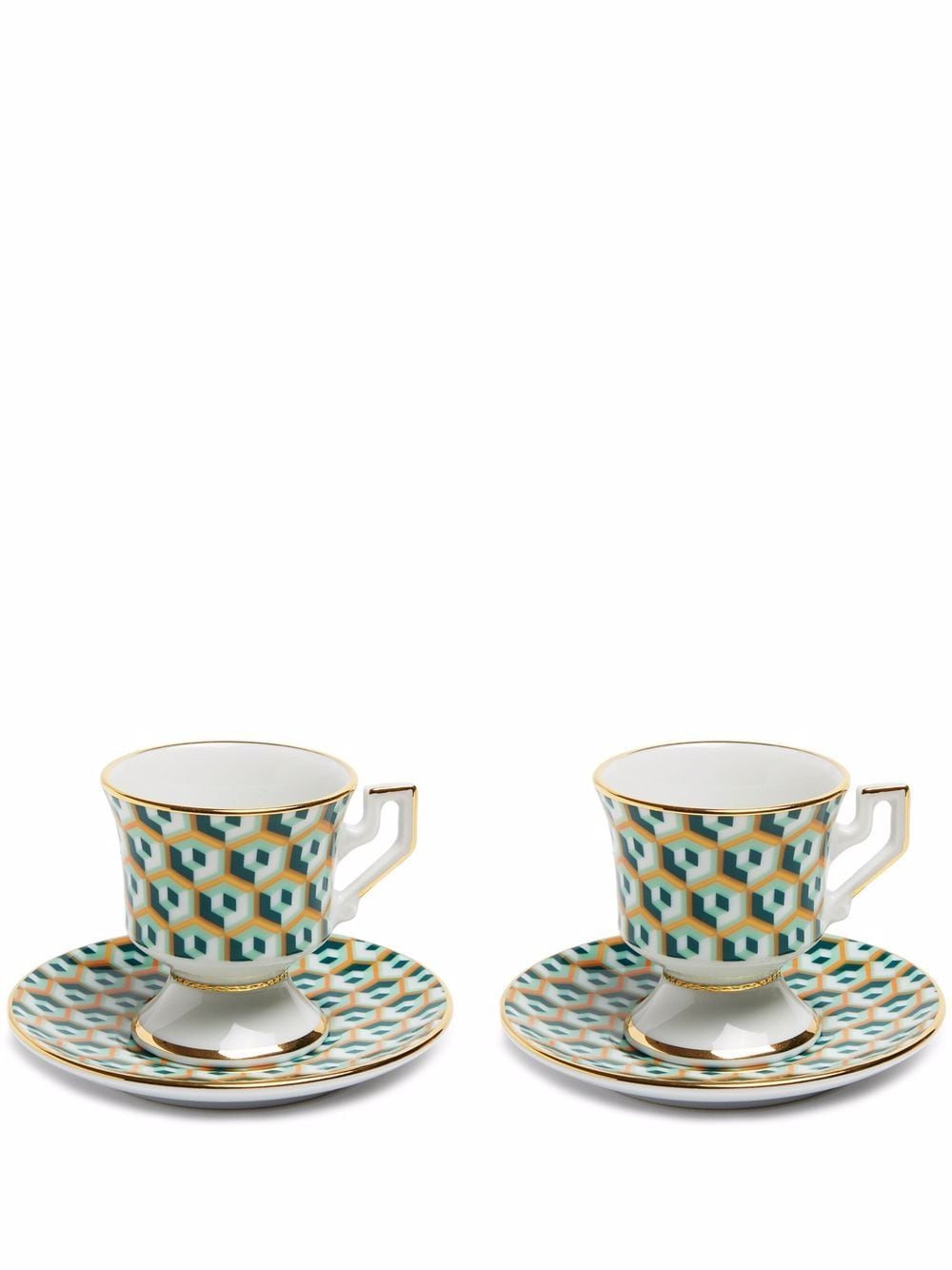La DoubleJ abstract porcelain espresso cups (set of two) - Green von La DoubleJ