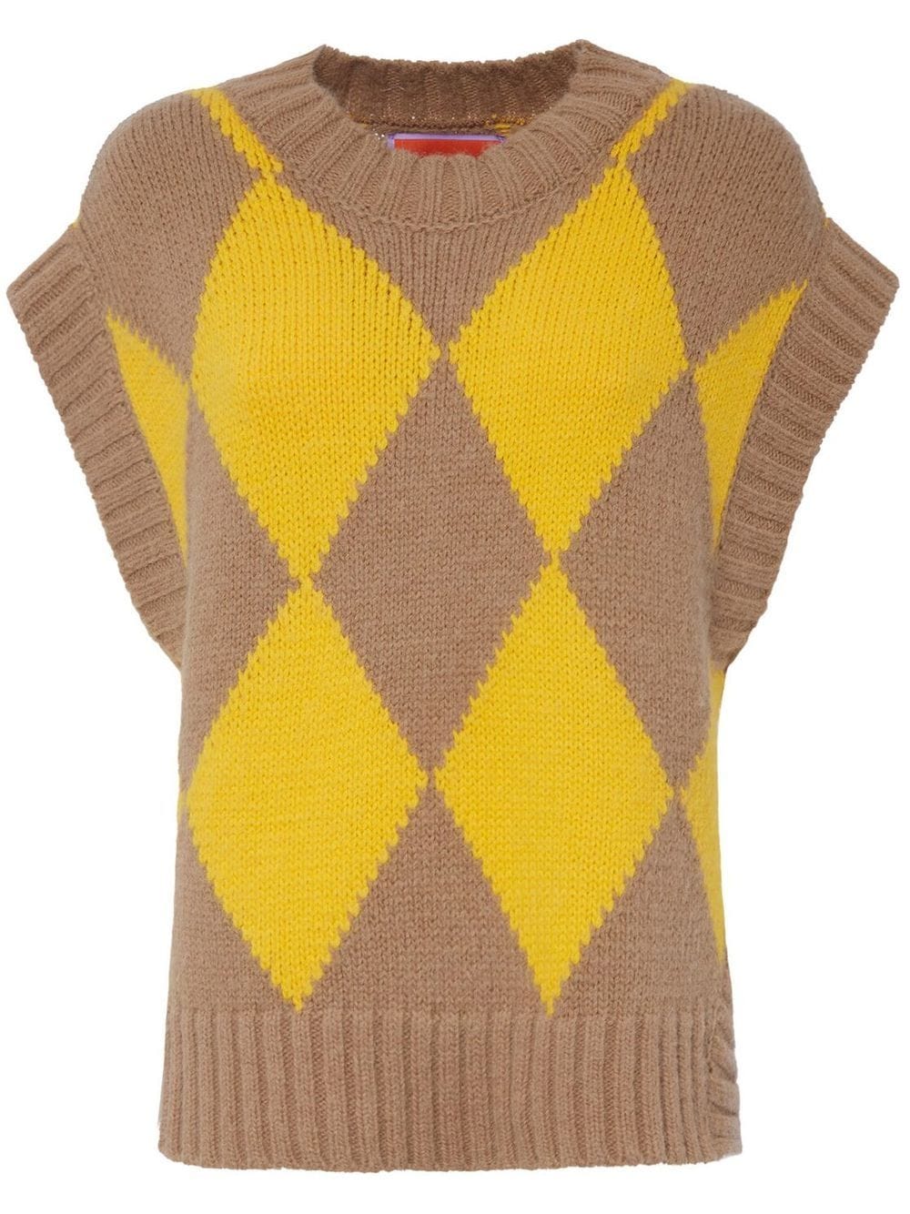 La DoubleJ argyle-check knit vest - Yellow von La DoubleJ