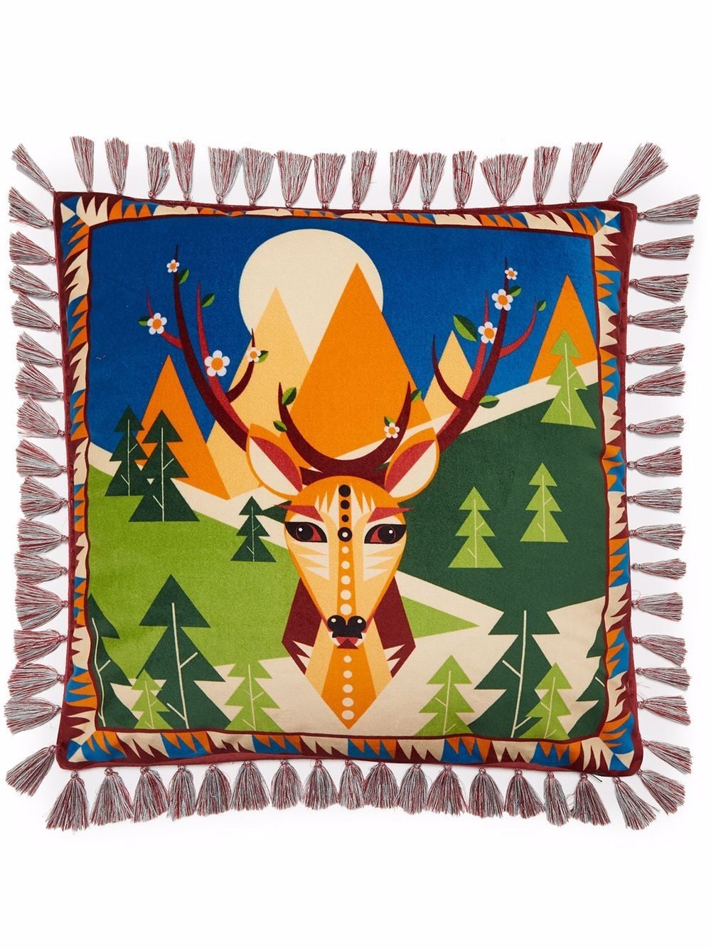 La DoubleJ deer-print velvet cushion - Red von La DoubleJ