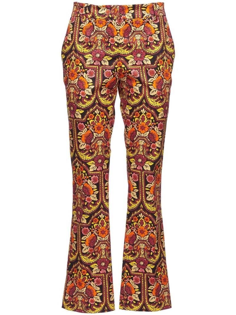 La DoubleJ floral-pattern flared trousers - Black von La DoubleJ