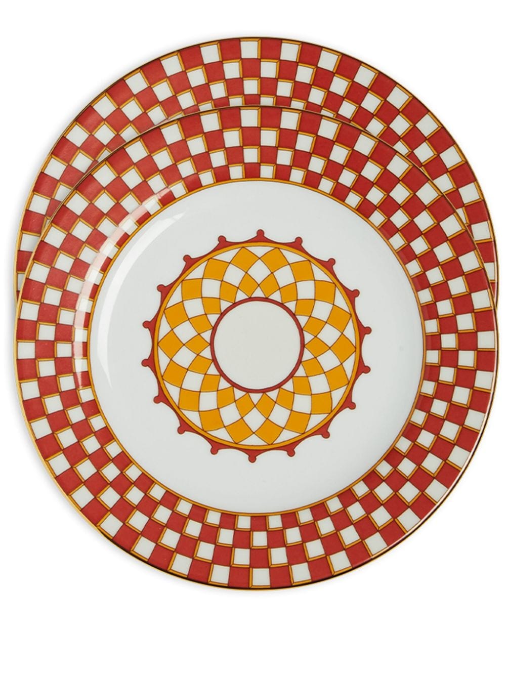 La DoubleJ geometric-print porcelain dessert plate (set of two) - Orange von La DoubleJ