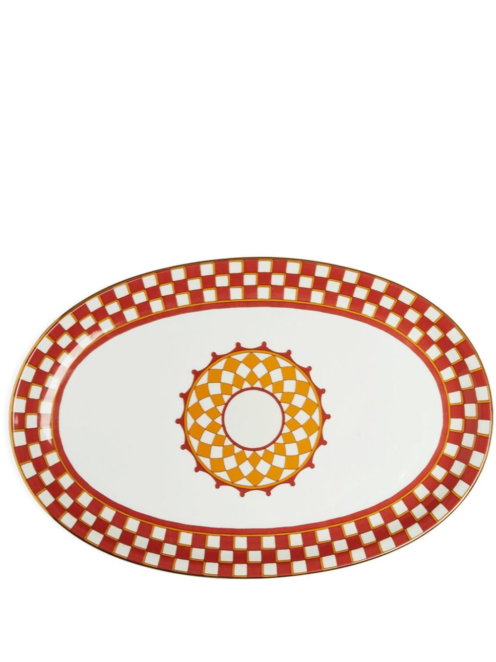 La DoubleJ geometric-print porcelain platter (36cm x 24cm) - Orange von La DoubleJ