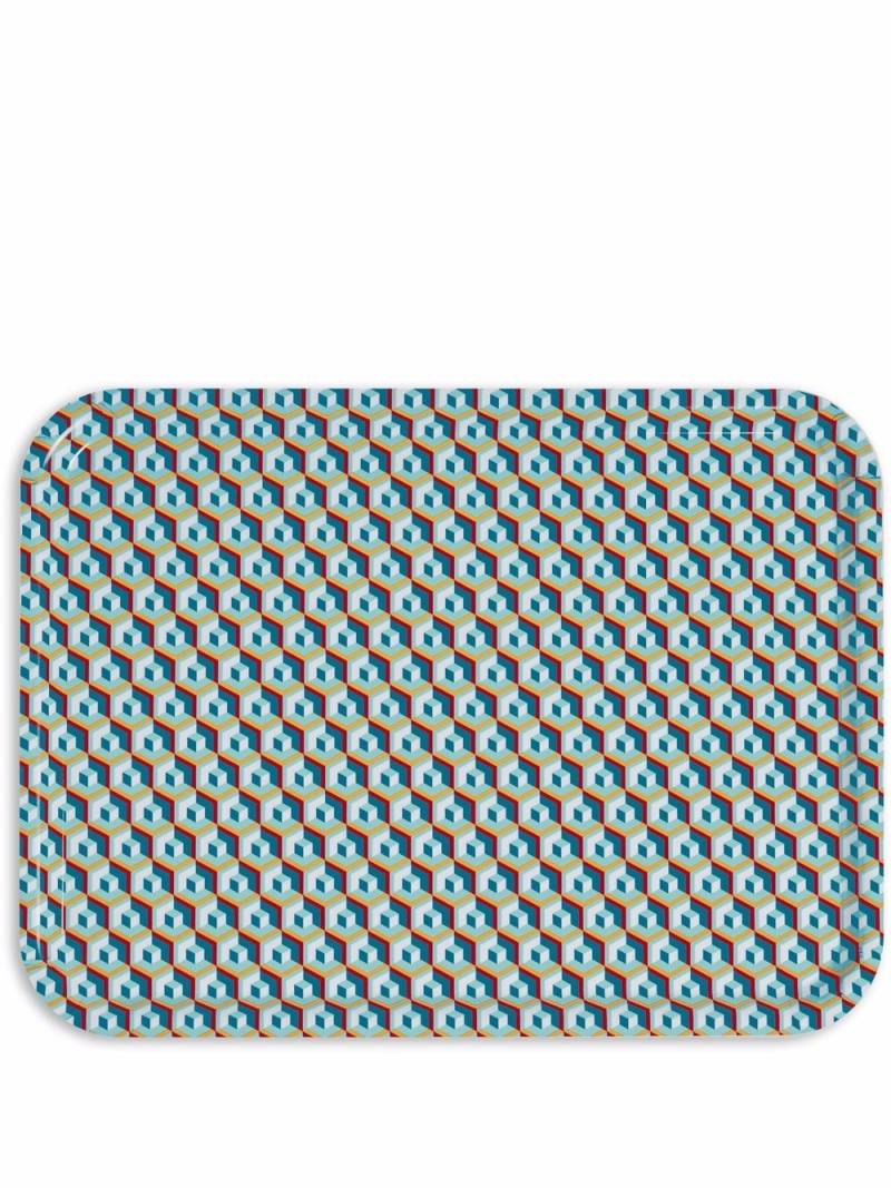 La DoubleJ geometric-print rectangular tray - Blue von La DoubleJ
