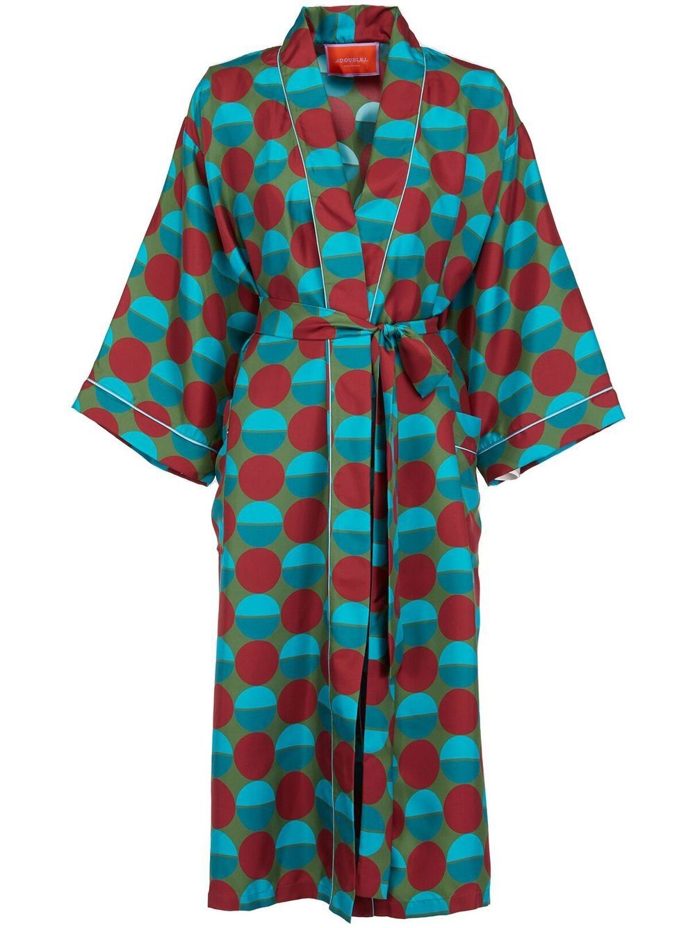 La DoubleJ geometric-print silk robe - Green von La DoubleJ